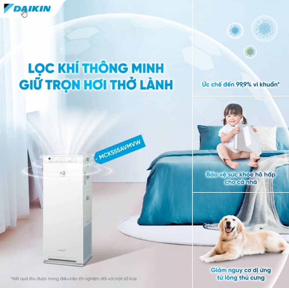 Review chi tiết Máy lọc không khí tạo ẩm Daikin MCK555AVMV