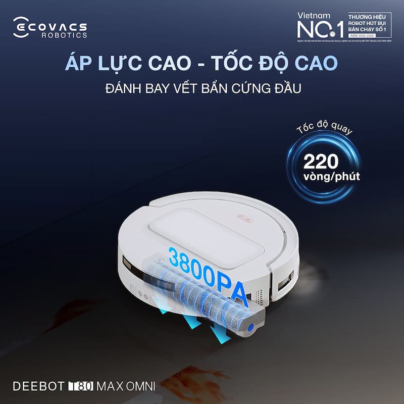 Deebot T80 Max Omni: Công nghệ lau cuộn OZMO ROLLER 3.0 & Giặt tăng áp trực tiếp