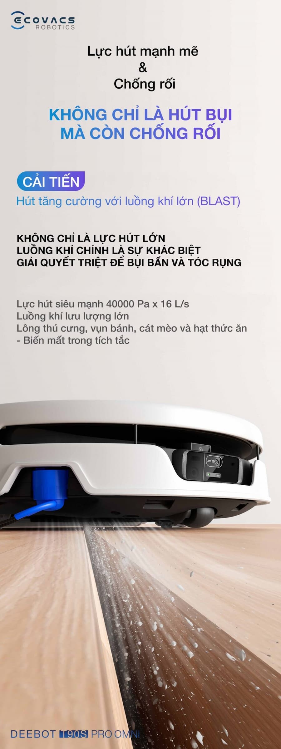 Điểm Nổi Bật Robot hút bụi lau nhà Ecovacs Deebot T90S Pro Omni