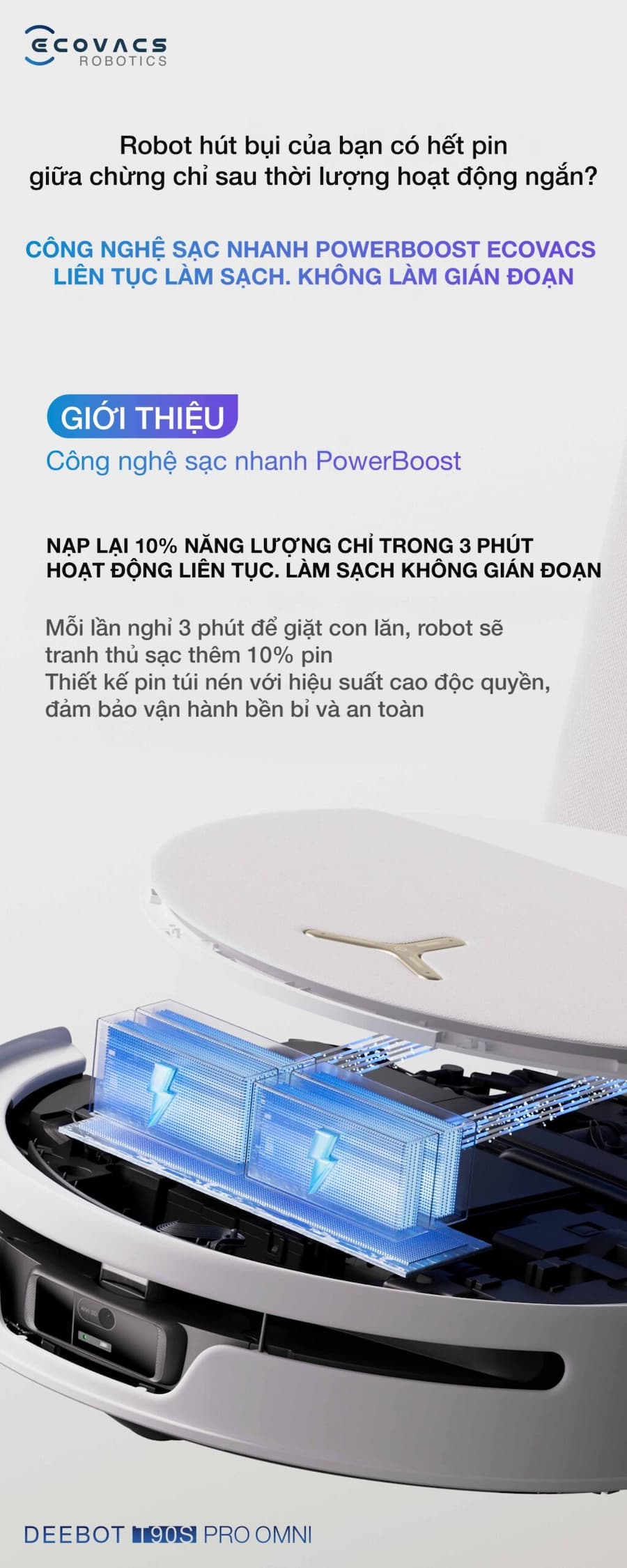 Điểm Nổi Bật Robot hút bụi lau nhà Ecovacs Deebot T90S Pro Omni