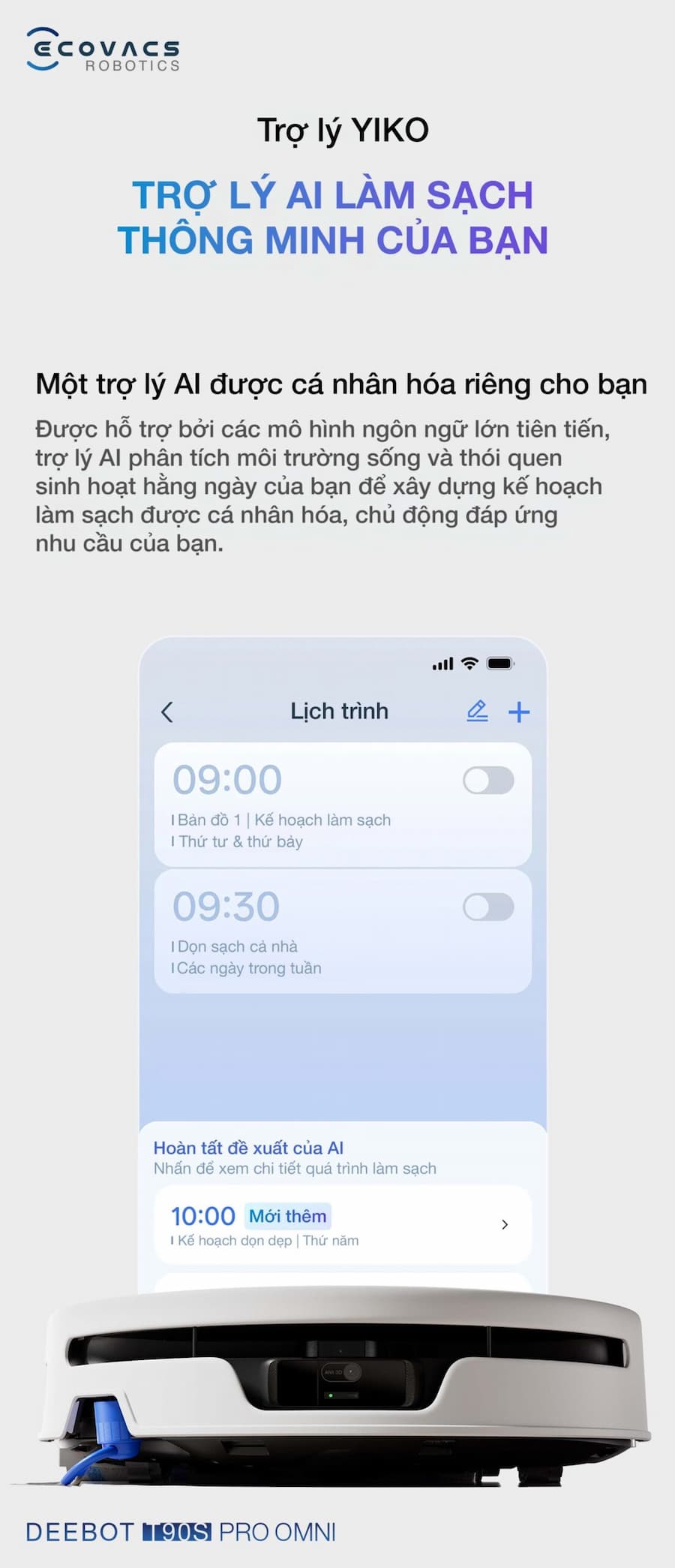 Điểm Nổi Bật Robot hút bụi lau nhà Ecovacs Deebot T90S Pro Omni
