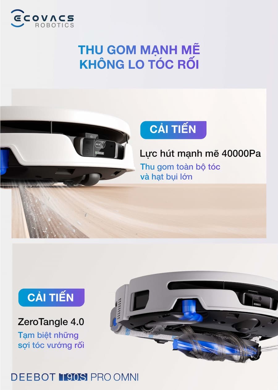 Điểm Nổi Bật Robot hút bụi lau nhà Ecovacs Deebot T90S Pro Omni