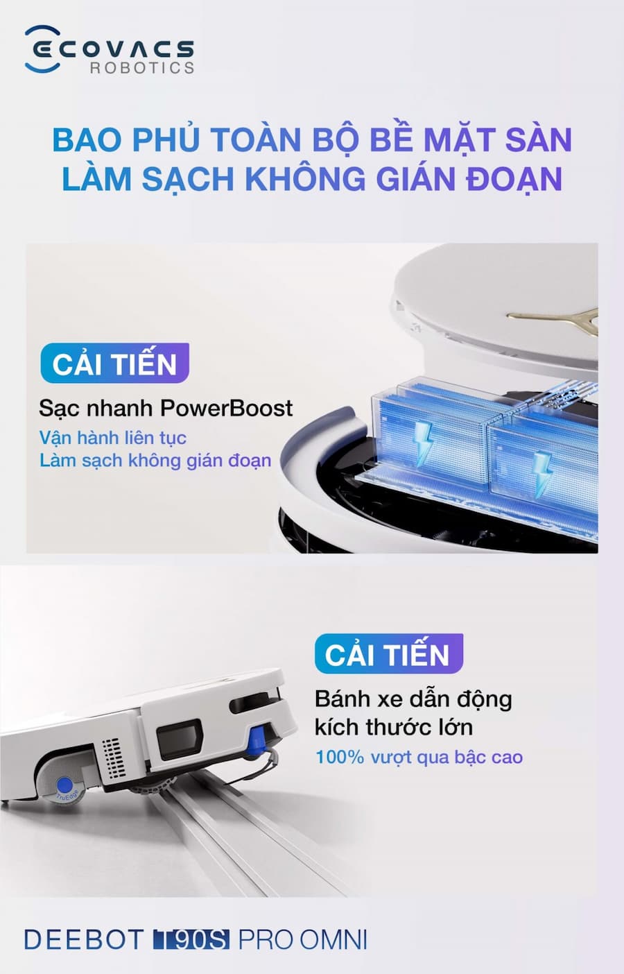 Điểm Nổi Bật Robot hút bụi lau nhà Ecovacs Deebot T90S Pro Omni