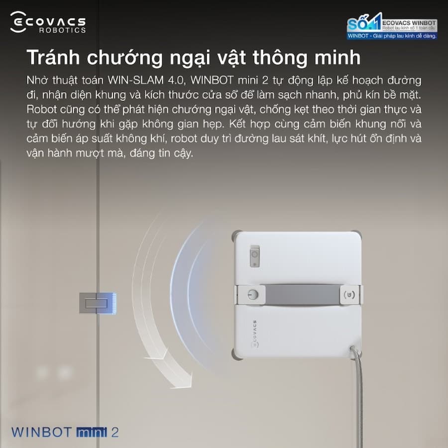 Điều hướng thông minh WIN-SLAM 4.0 Robot lau kính Winbot Mini 2