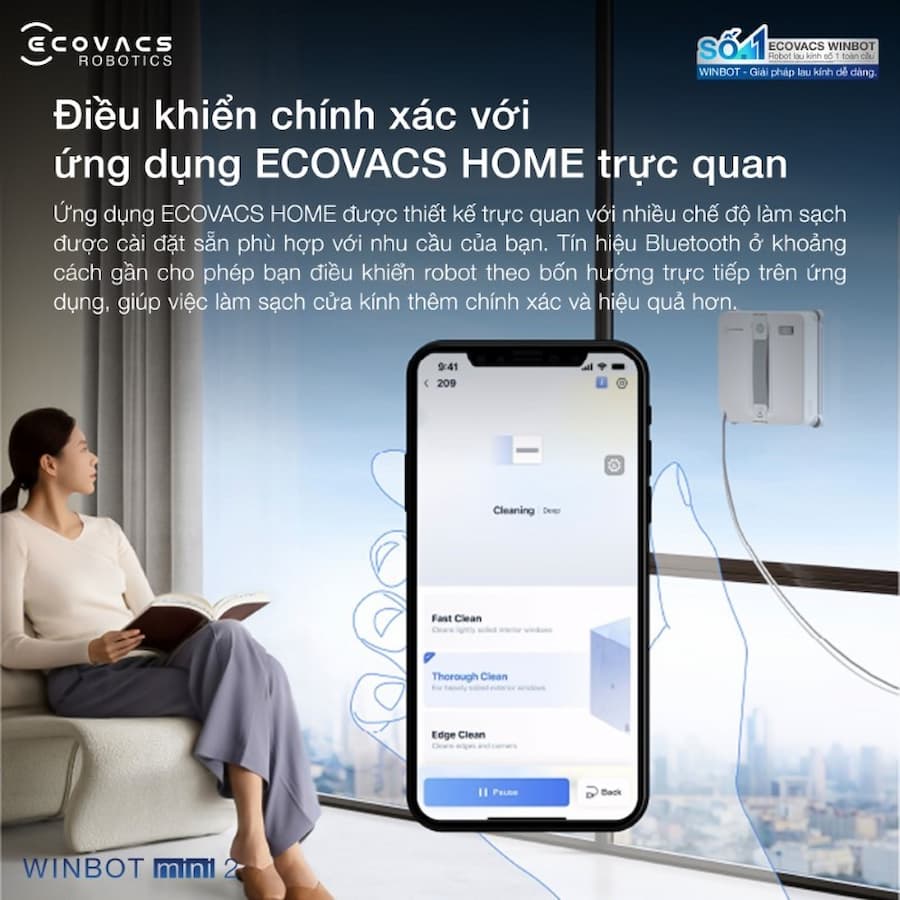 Điều hướng thông minh WIN-SLAM 4.0 Robot lau kính Winbot Mini 2