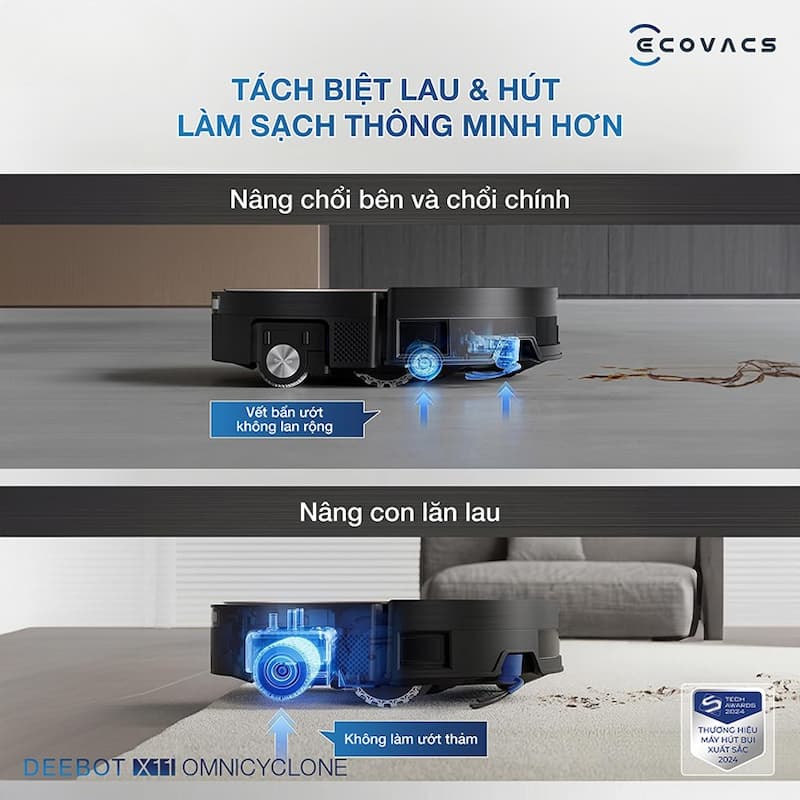 Trí tuệ nhân tạo (AI) và điều hướng thông minh tích hợp trên Ecovacs DEEBOT X11 OmniCyclone