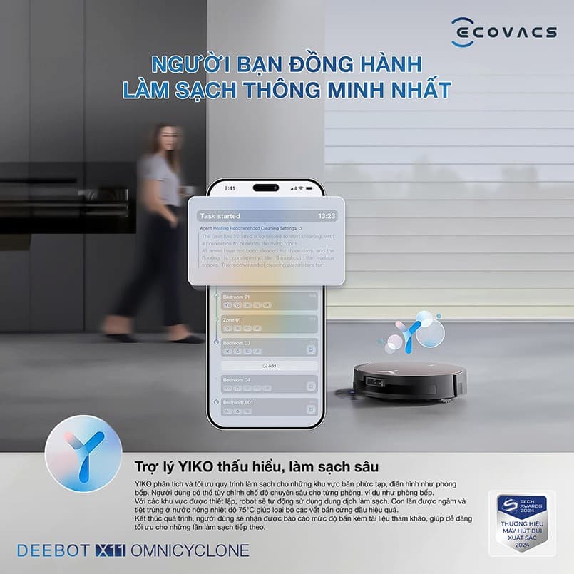 Trí tuệ nhân tạo (AI) và điều hướng thông minh tích hợp trên Ecovacs DEEBOT X11 OmniCyclone