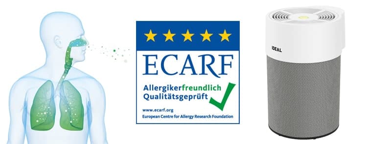 IDEAL AP30 PRO đạt chứng nhận là sản phẩm tốt cho người bị dị ứng, bệnh hô hấp, trẻ em bởi ECARF