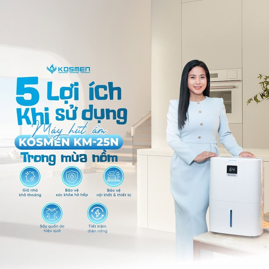 Top 5 model máy hút ẩm Kosmen chống nồm hiệu quả cho gia đình