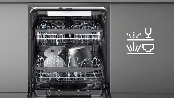 Tính năng nổi bật Máy rửa bát LG Quadwash TrueSteam™ màu đen bóng LDT14BSA4