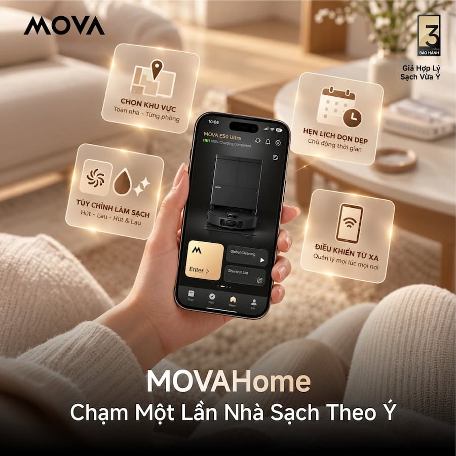 Tổng quan các dòng robot hút bụi Mova phổ biến hiện nay