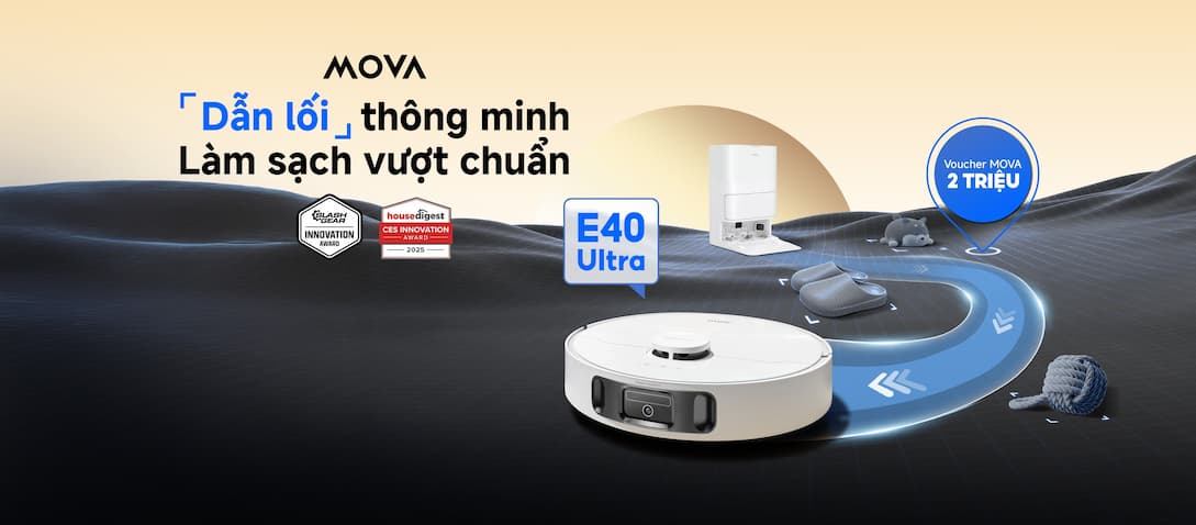 Robot hút bụi lau nhà Mova làm Sạch Sát Mép (RoboSwing & FlexMop™)