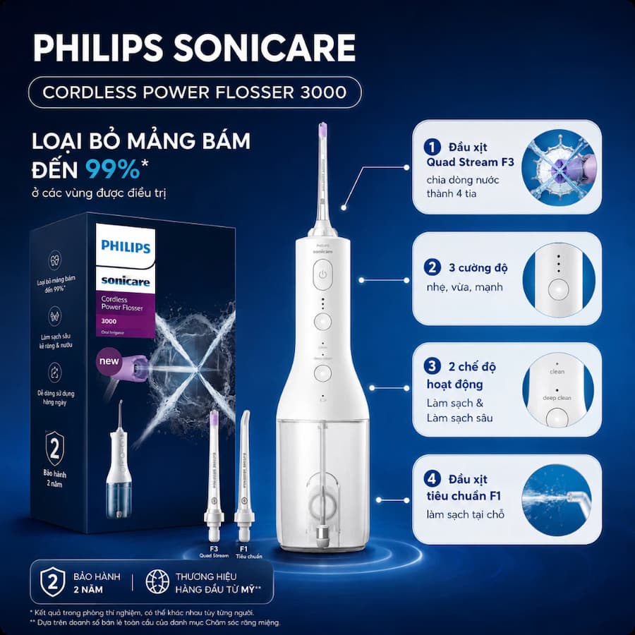Máy tăm nước cầm tay Philips HX3826/31