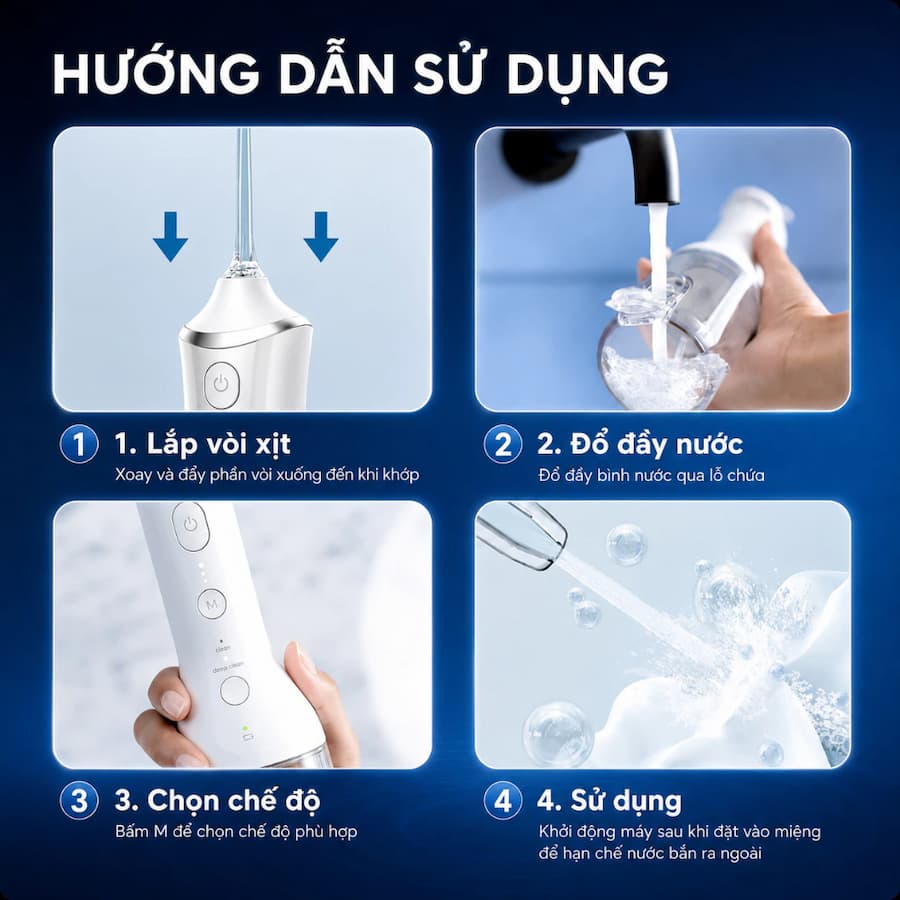 Hướng Dẫn Sử Dụng Máy Tăm Nước Philips HX3826/31 Đúng Cách