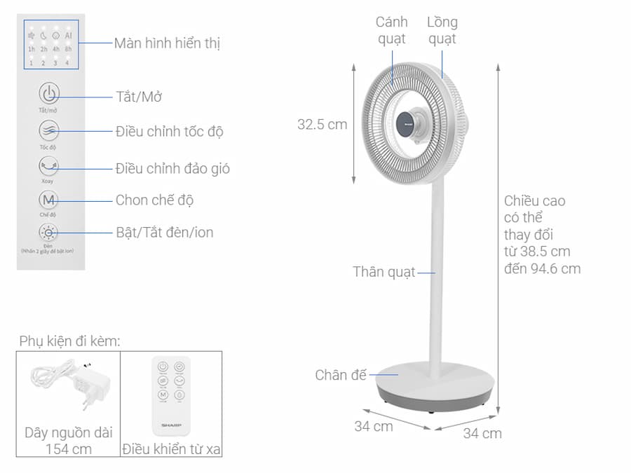 Hướng dẫn sử dụng Quạt tuần hoàn Sharp PJ-CD404V-W hiệu quả, bền bỉ