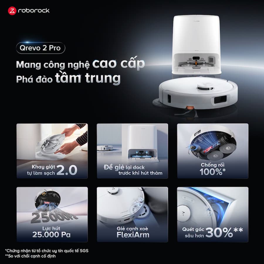 ROBOROCK QREVO 2 PRO VỚI DOCK ĐA CHỨC NĂNG: 