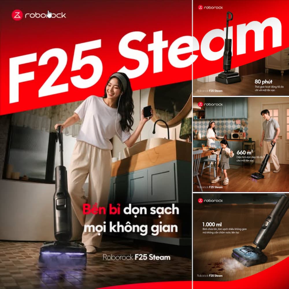 Review máy hút bụi lau nhà Roborock F25 Steam