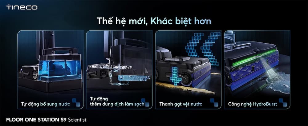 Công Nghệ & Tính Năng Nổi Bật Máy hút bụi lau sàn khô ướt Tineco Floor One Station S9 Scientist