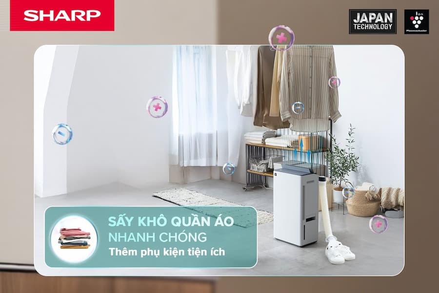 Hiệu Năng Hút Ẩm & Sấy Quần Áo Sharp DW-T30FV-W